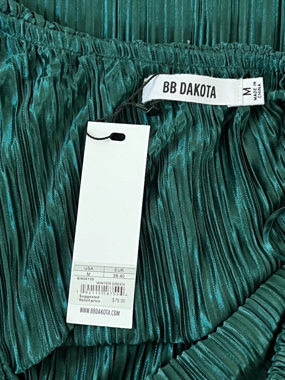 BB Dakota Out On The Town Pleated Green One Shoulder Top Size M - Picture 5 of 6
